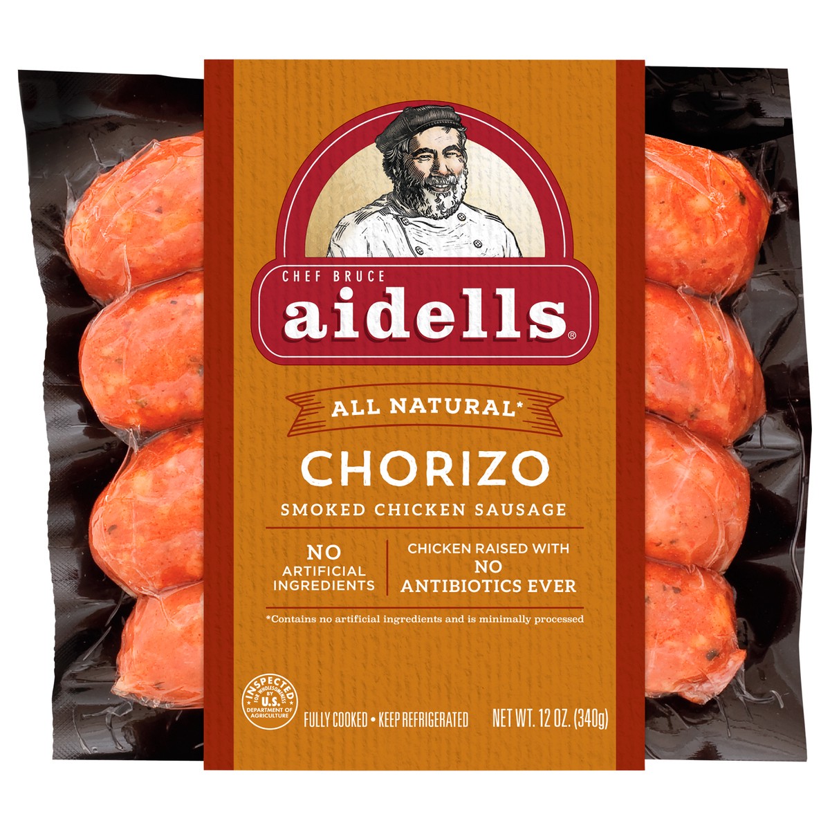 slide 1 of 3, Aidells Smoked Turkey & Chicken Sausage, Chorizo, 12 oz