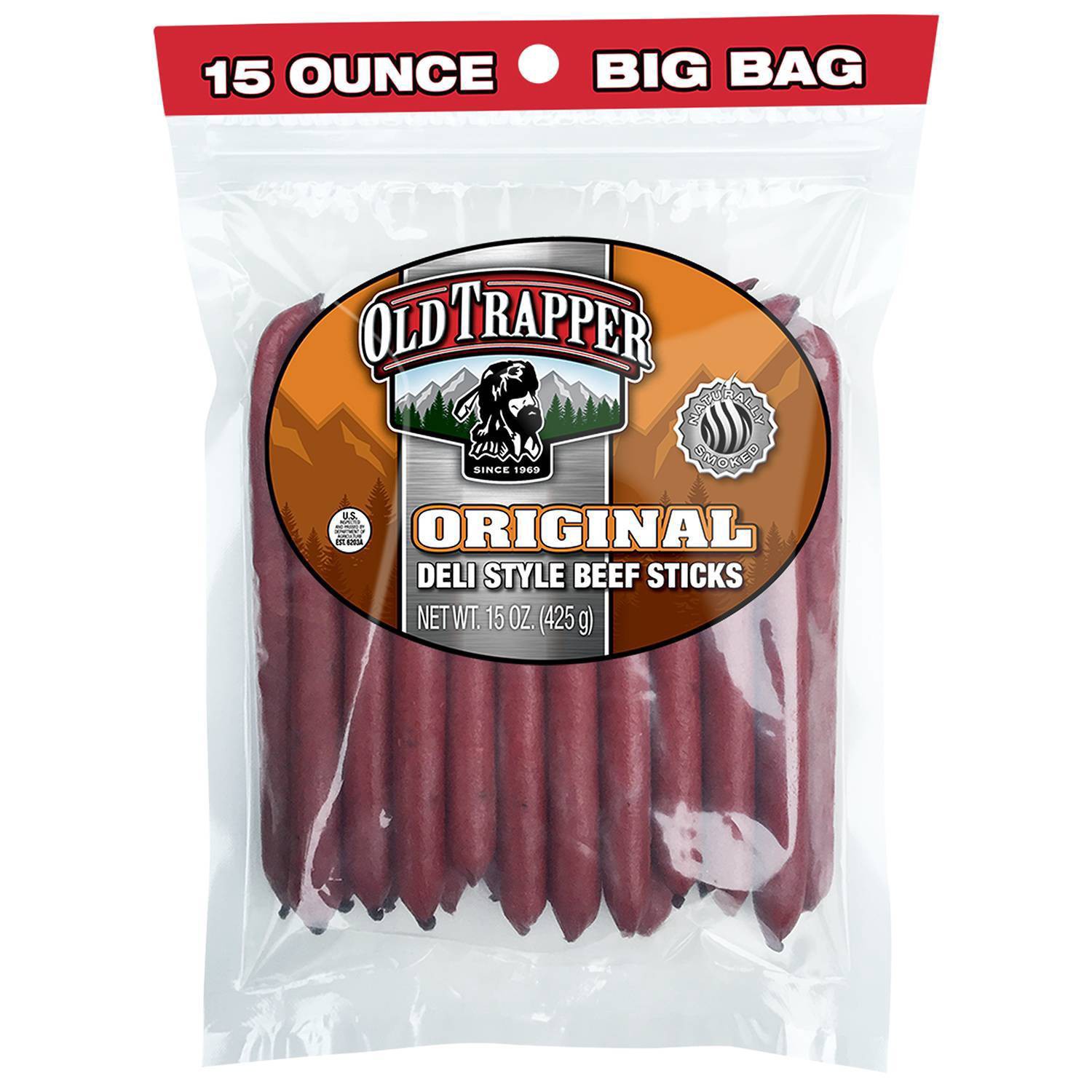 slide 1 of 27, Old Trapper Original Deli Style Beef Sticks - 15oz, 