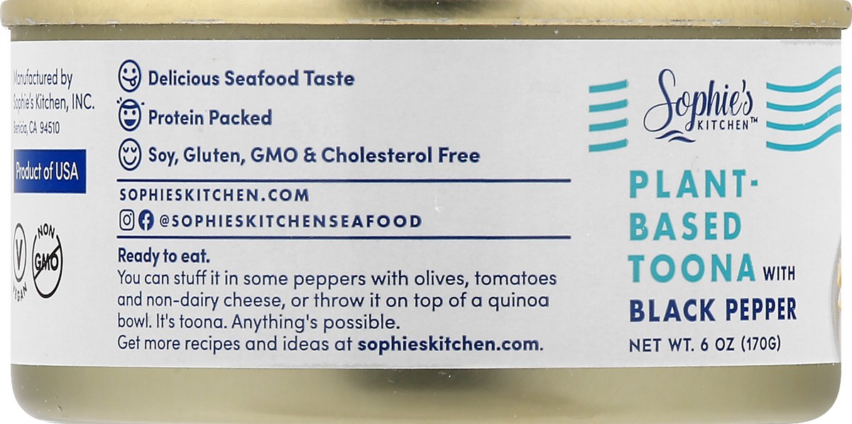 slide 4 of 9, Sophie's Kitchen Plant-Based Toona with Black Pepper 6 oz, 6 oz