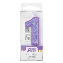 Bakery Crafts Glitter Purple Birthday Candle