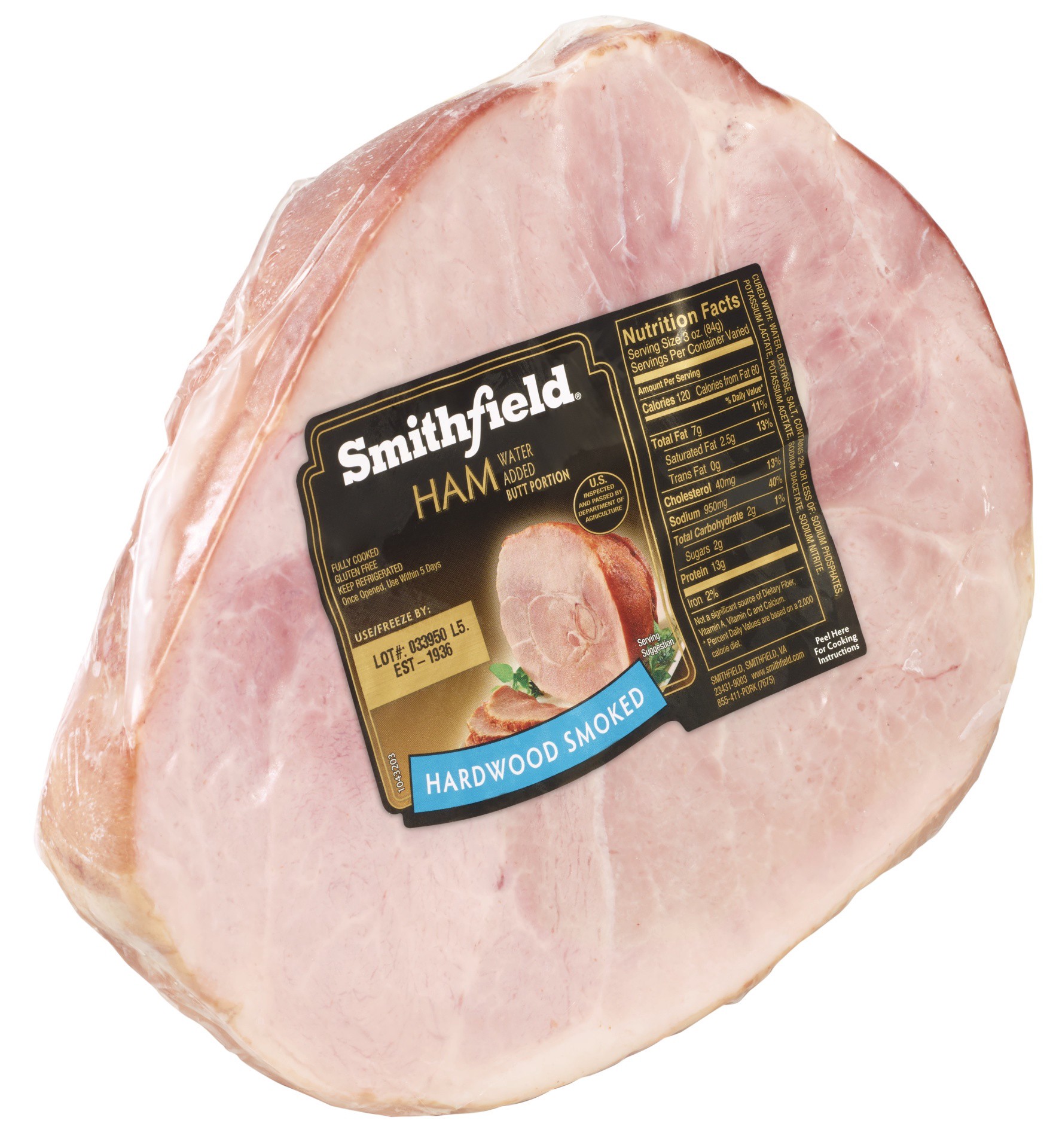 slide 1 of 1, Smithfield Butt Portion Smoked Ham, Per Package (Avg. 7.50 lb), per lb