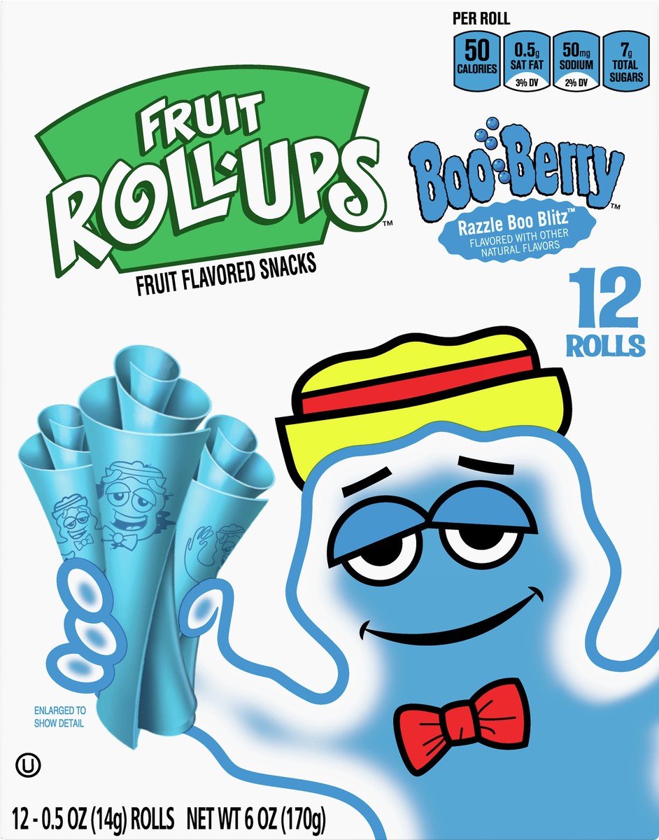 slide 1 of 9, Fruit Roll-Ups Boo Berry Fruit Flavored Snacks 12 ea, 12 ct