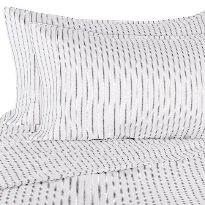 slide 1 of 1, Wamsutta PimaCott Ticking Stripe 625-Thread-Count King Pillowcase Set - Charcoal, 1 ct