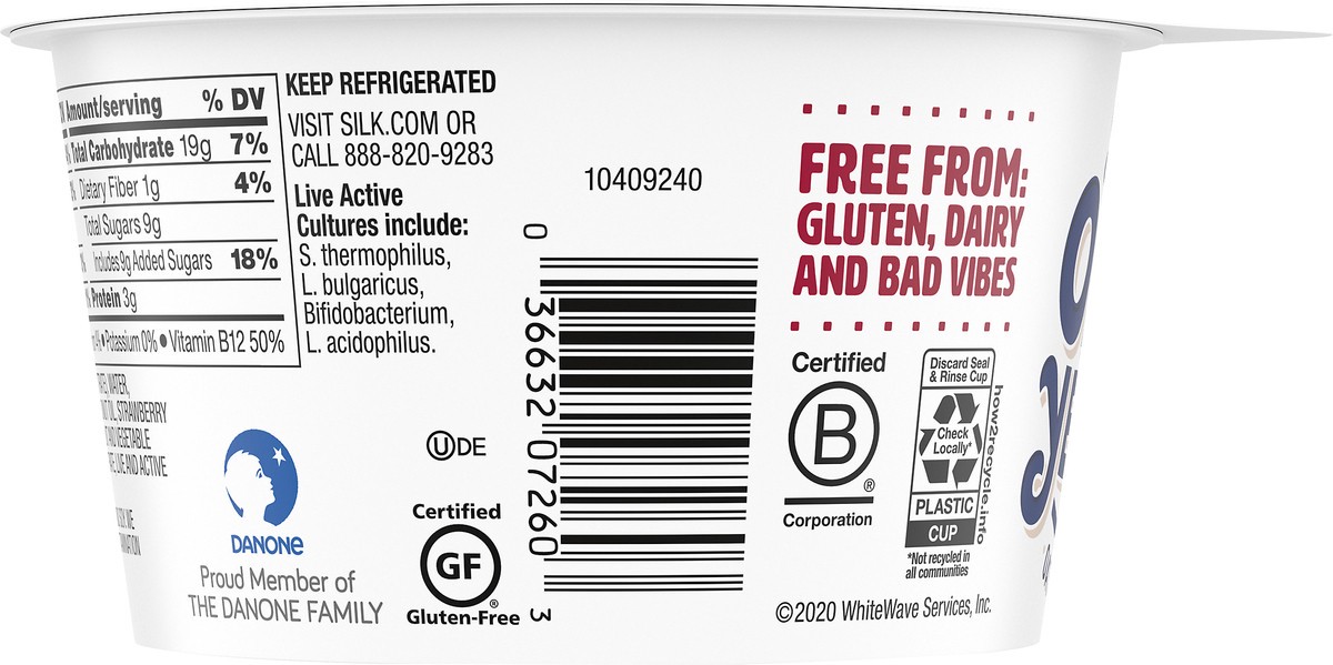 slide 9 of 10, Silk Oat Yeah Oat Milk Dairy-Free Yogurt Alternative, The Strawberry One, Gluten-Free, Vegan, Non-GMO Project Verified, 5.3 oz., 5.3 oz