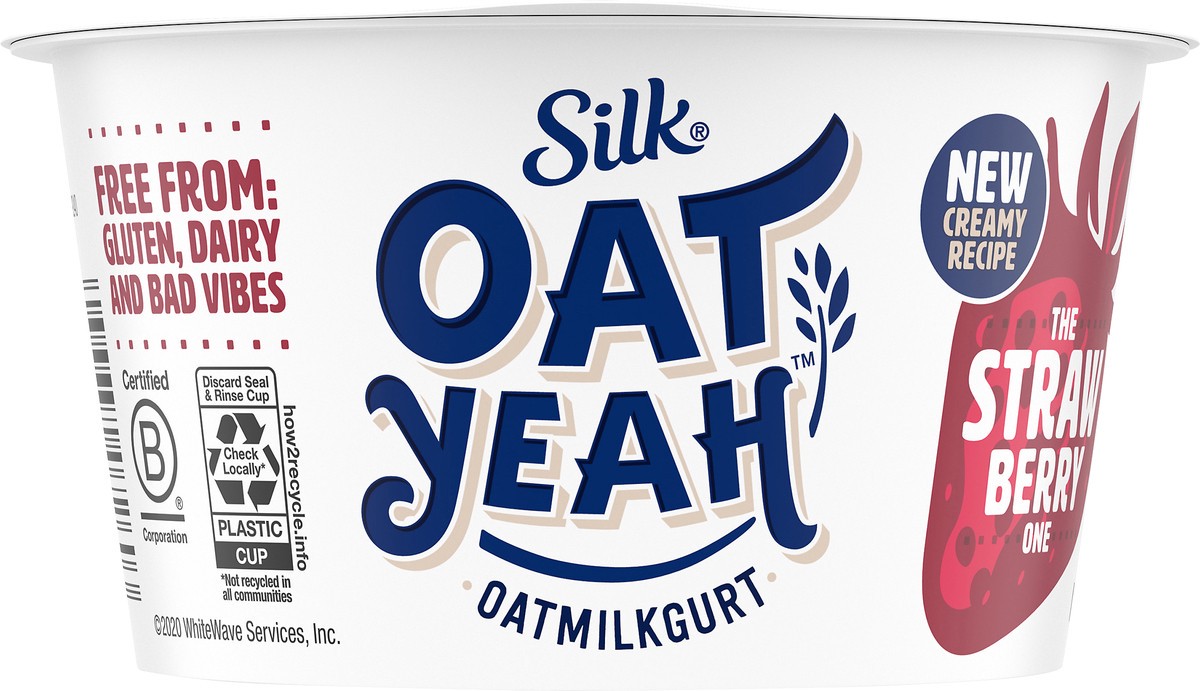 slide 6 of 10, Silk Oat Yeah Oat Milk Dairy-Free Yogurt Alternative, The Strawberry One, Gluten-Free, Vegan, Non-GMO Project Verified, 5.3 oz., 5.3 oz