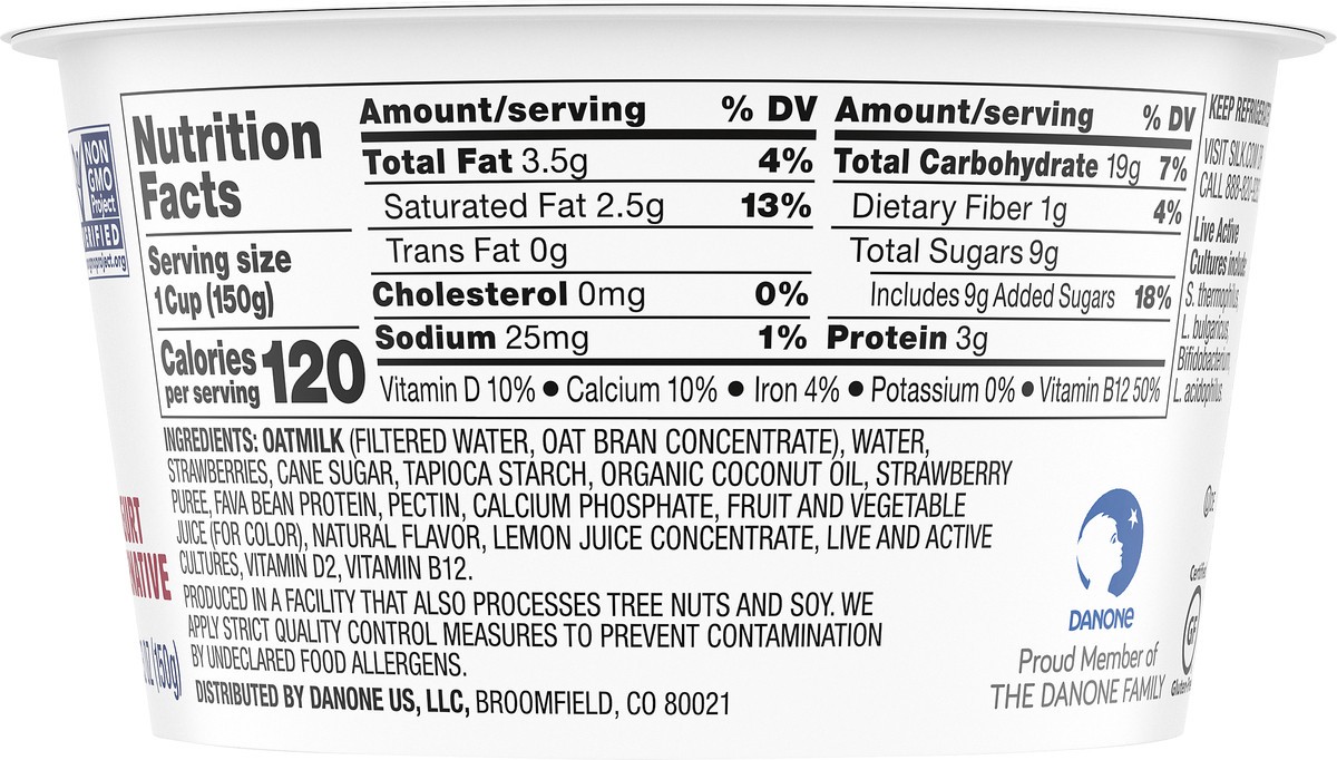 slide 10 of 10, Silk Oat Yeah Oat Milk Dairy-Free Yogurt Alternative, The Strawberry One, Gluten-Free, Vegan, Non-GMO Project Verified, 5.3 oz., 5.3 oz