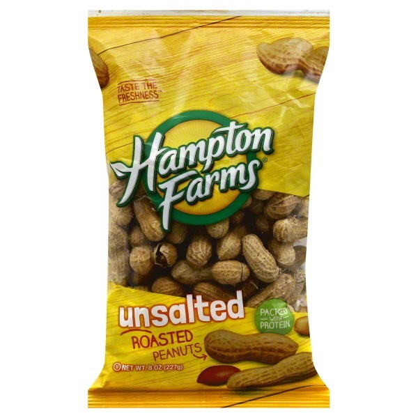 slide 1 of 1, Hampton Farms Peanuts Roasted Unsalted, 8 oz
