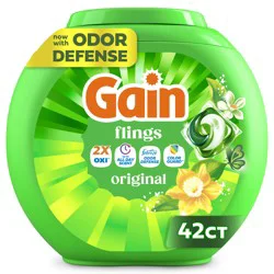 Gain flings Laundry Detergent Soap Pacs, HE Compatible, 42 Count, Long Lasting Scent, Original Scent