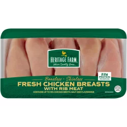 Heritage Farm Boneless Skinless Chicken Breasts With Rib Meat