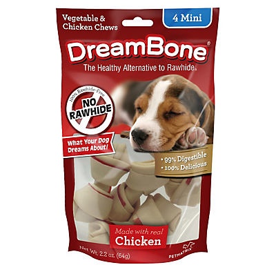 slide 1 of 1, DreamBone Chicken Classic Mini Dog Bone Chews, 4 ct