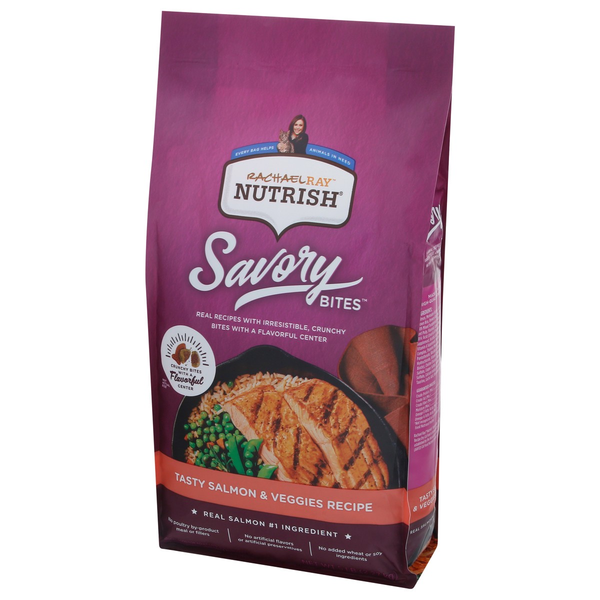 slide 8 of 10, Rachael Ray Nutrish Savory Bites Tasty Salmon & Veggies Recipe Dry Cat Food, 5 lb. Bag, 5 lb