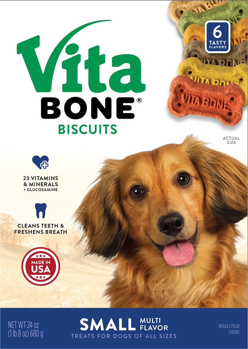 slide 2 of 3, Vita Bone Biscuits Multi Flavor Treats for Dogs Small 24 oz, 24 oz