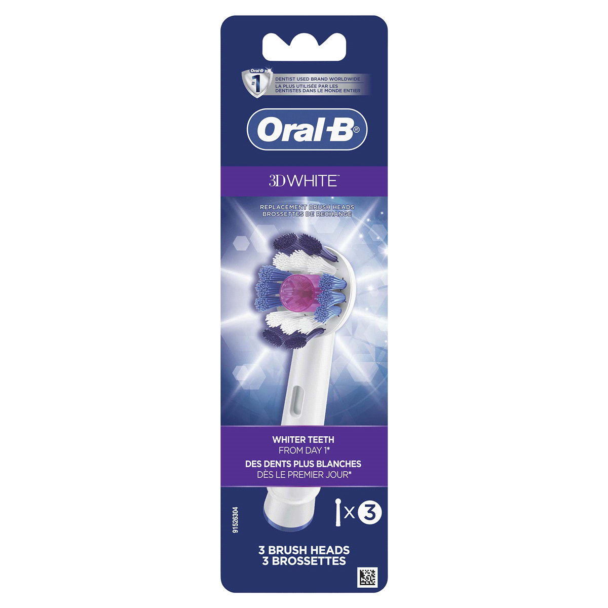 slide 1 of 10, Oral-B 3D White Replacement Electric Toothbrush Head, 3 ct