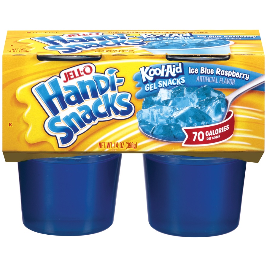 slide 1 of 5, Jell-O Handi-Snacks Kool-Aid Ice Blue Raspberry Gel Snacks, 4 ct; 14 oz