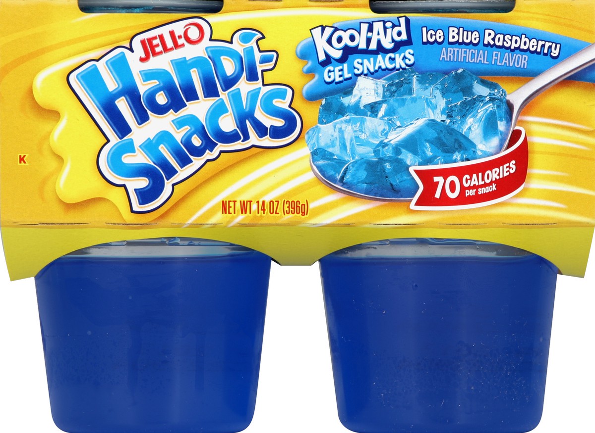 slide 4 of 5, Jell-O Handi-Snacks Kool-Aid Ice Blue Raspberry Gel Snacks, 4 ct; 14 oz