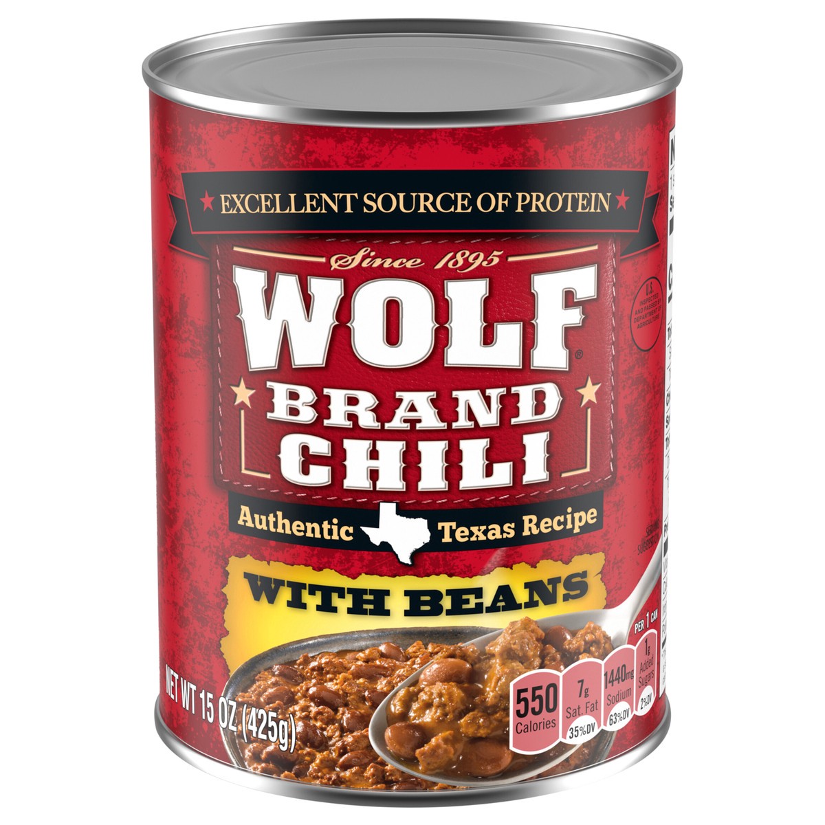 slide 1 of 5, Wolf Brand with Beans Chili 15 oz, 15 oz