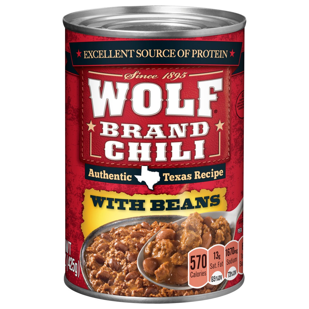 slide 1 of 5, Wolf Brand with Beans Chili 15 oz, 15 oz