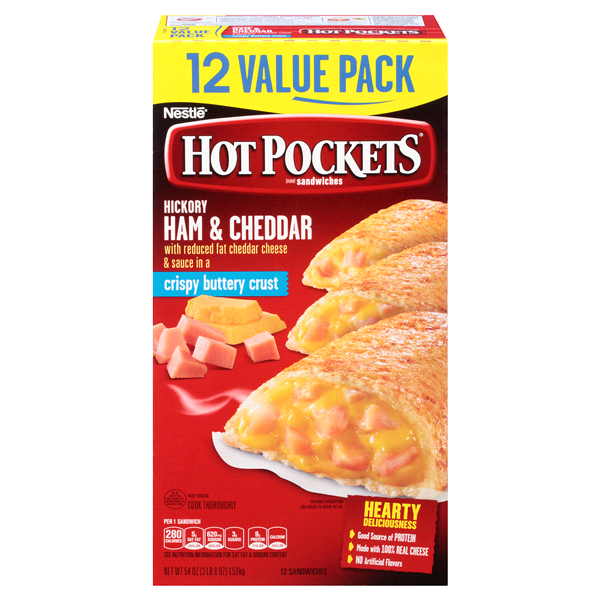slide 1 of 1, Hot Pockets Hickory Ham & Cheddar, 12 ct