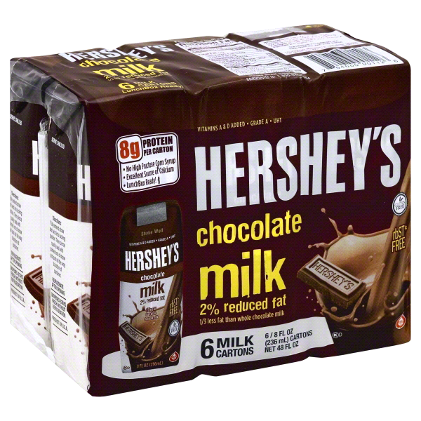 slide 1 of 1, Hershey's Chocolate Milk 2% Reduced Fat, 6 ct; 8 fl oz