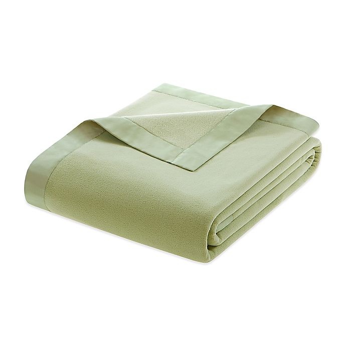 slide 1 of 1, True North by Sleep Philosophy Microfleece Full/Queen Blanket with Satin Binding - Sage, 1 ct