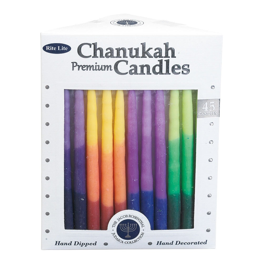 slide 1 of 1, Rite Lite Premium Chanukah Candles - Rainbow, 45 ct