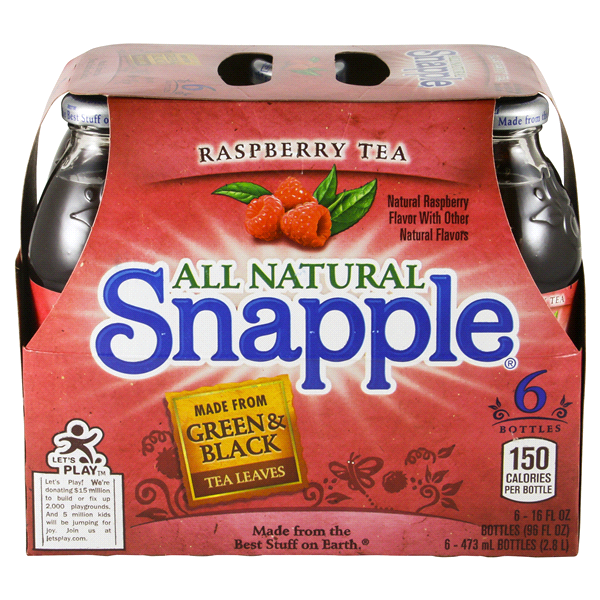 slide 1 of 1, Snapple - Raspberry Tea Glass Bottles, 96 fl oz