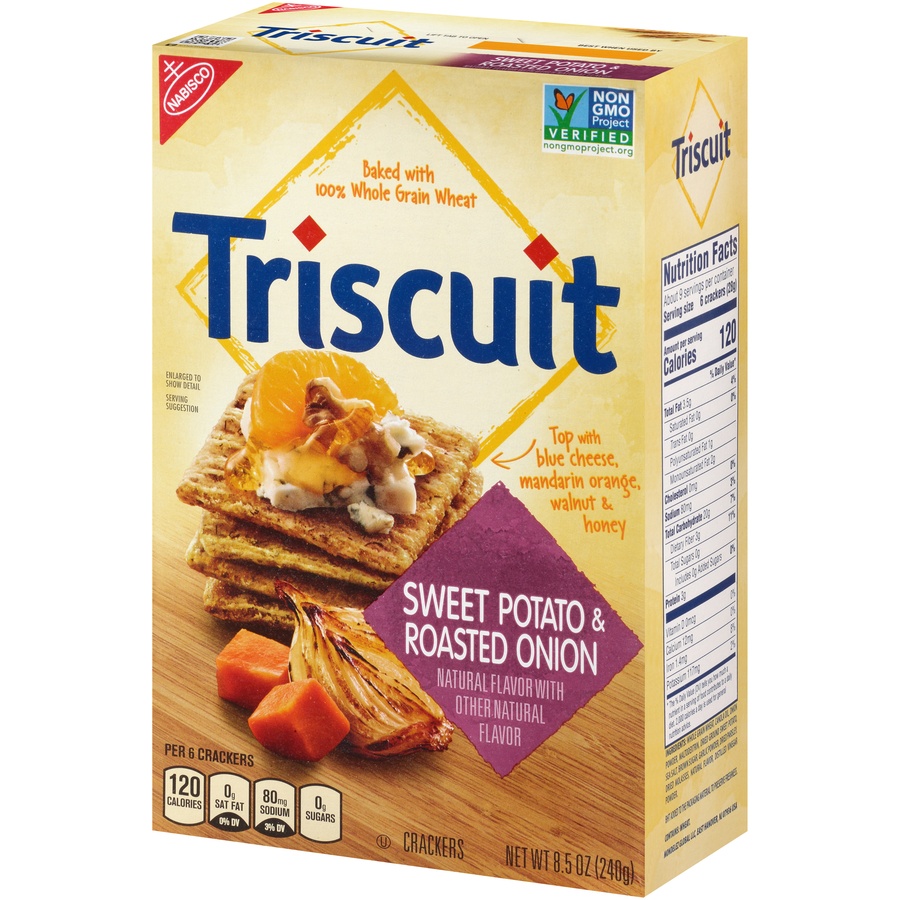 slide 3 of 8, Triscuit Sweet Potato & Roasted Onion Crackers, 8.5 oz