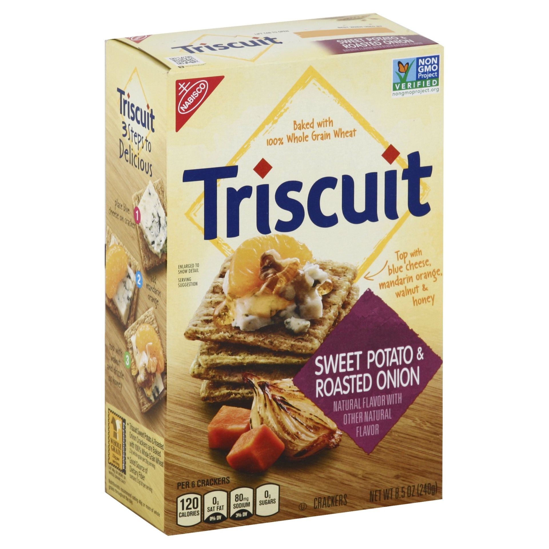 slide 1 of 8, Triscuit Sweet Potato & Roasted Onion Crackers, 8.5 oz