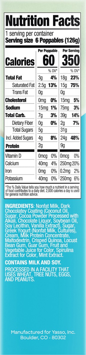 slide 11 of 13, Yasso Mint Poppables 6 Poppables 0.68 fl oz Packed, Unspecified 6 ea, 6 ct