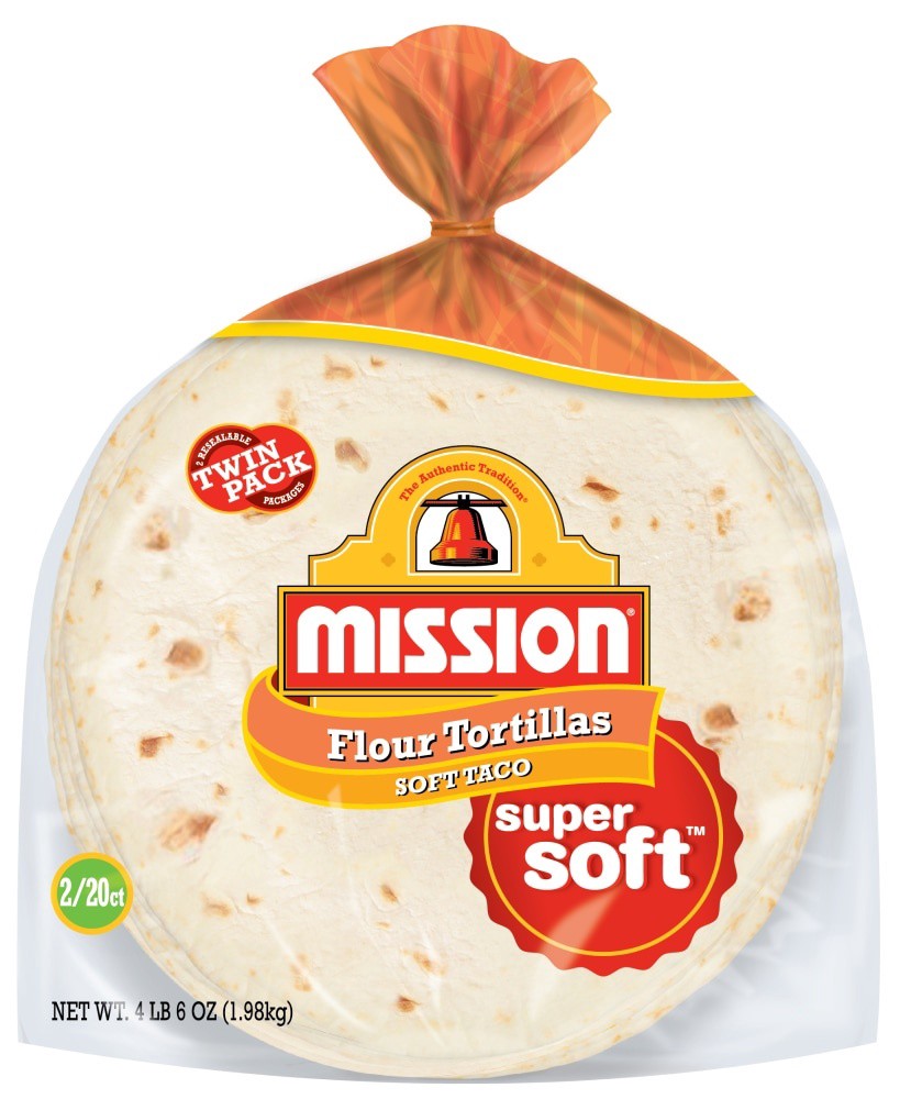 slide 3 of 3, Mission Super Soft Flour Tortillas, 2-20 ct; 4.6 lb