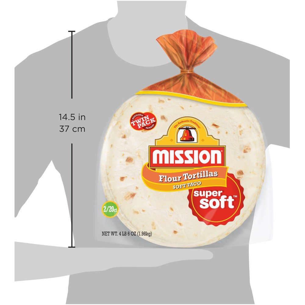 slide 1 of 3, Mission Super Soft Flour Tortillas, 2-20 ct; 4.6 lb