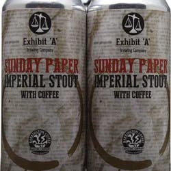 Exhibit 'A' Brewing Company Sunday Paper Imperial Stout With Coffee 4 Pack, Pint Cans