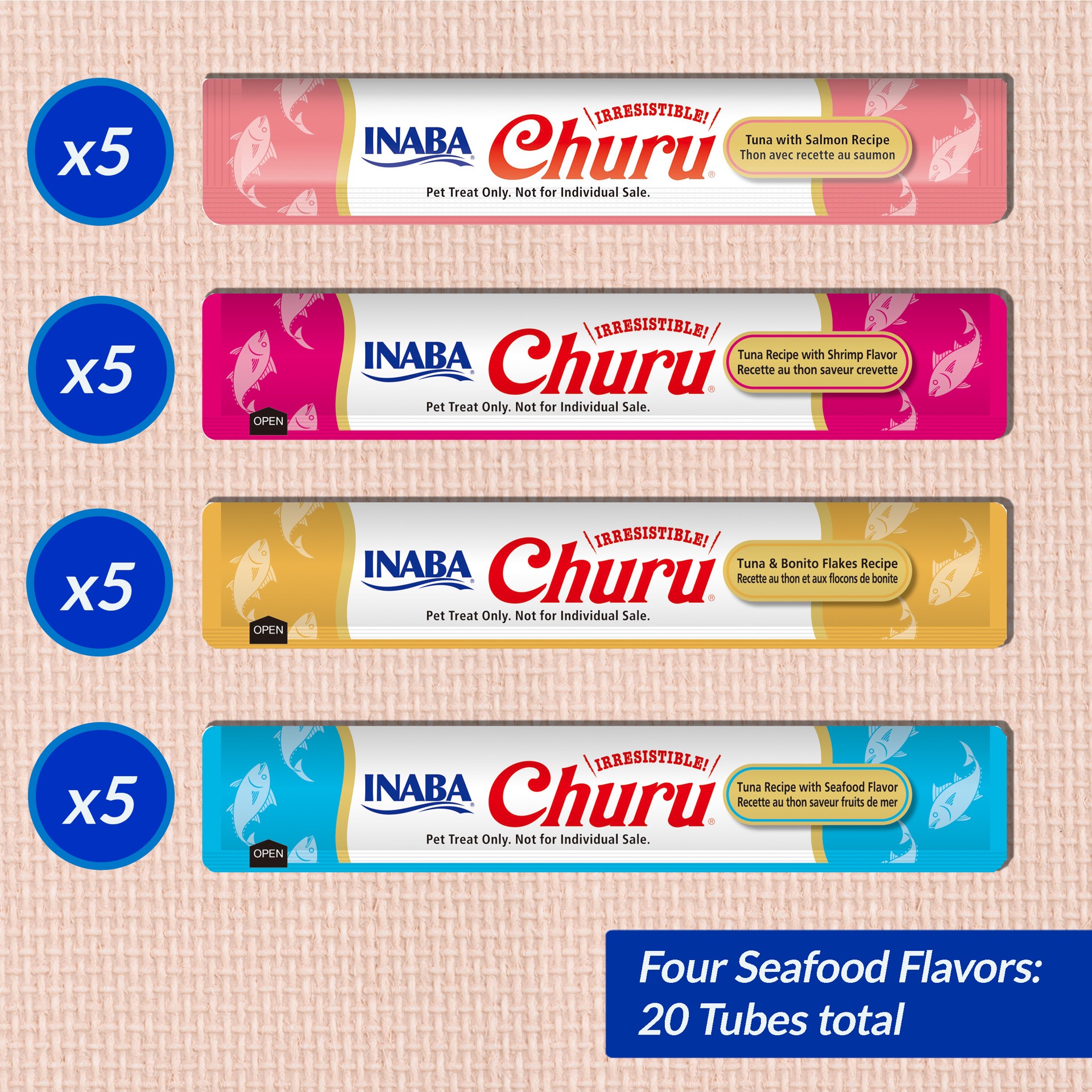 slide 4 of 9, Inaba Churu Seafood Vrty, 20 ct