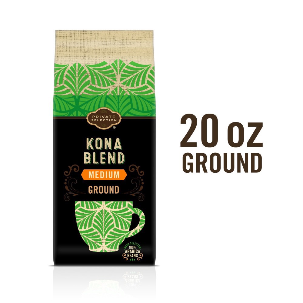 slide 2 of 6, Private Selection Kona Blend Medium Roast Ground Coffee, 20 oz