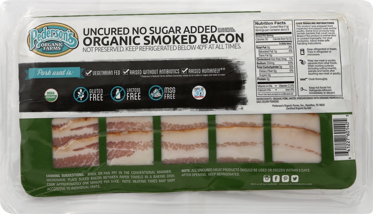 slide 2 of 9, Pedersons Organic Farms Bacon 8 oz, 1 ct