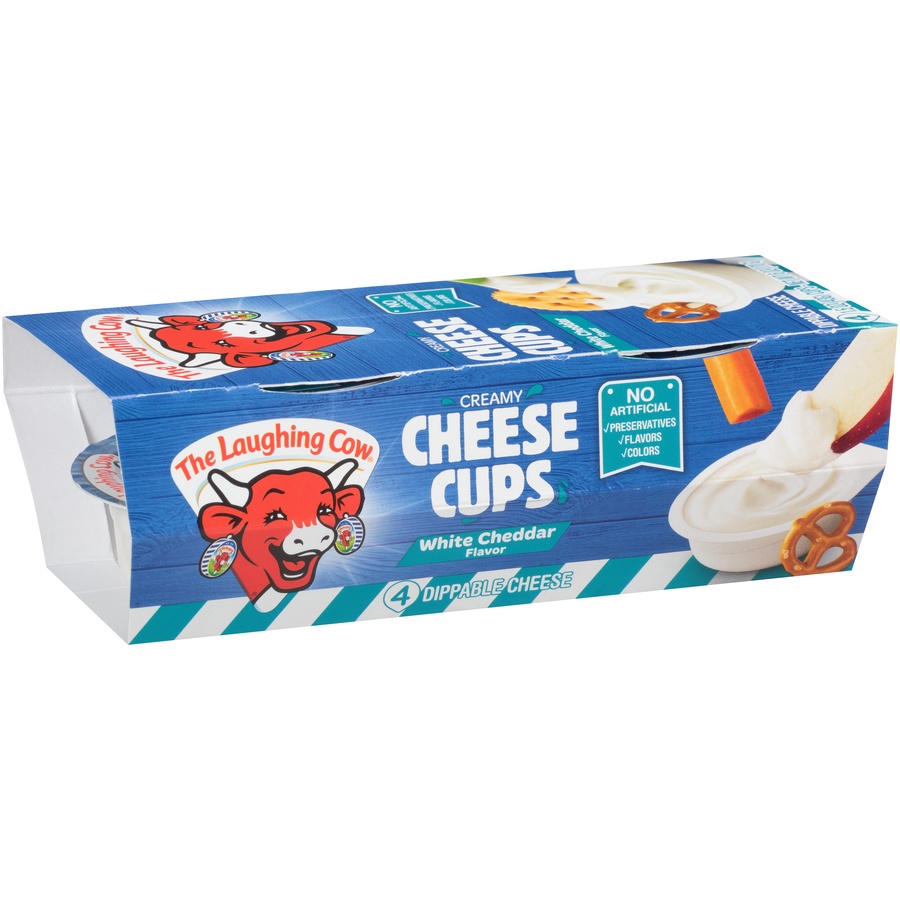 slide 2 of 8, The Laughing Cow The Laughing Cow White Cheddar Creamy Cheese Cups 4-1.5 Oz. Cups, 6 oz