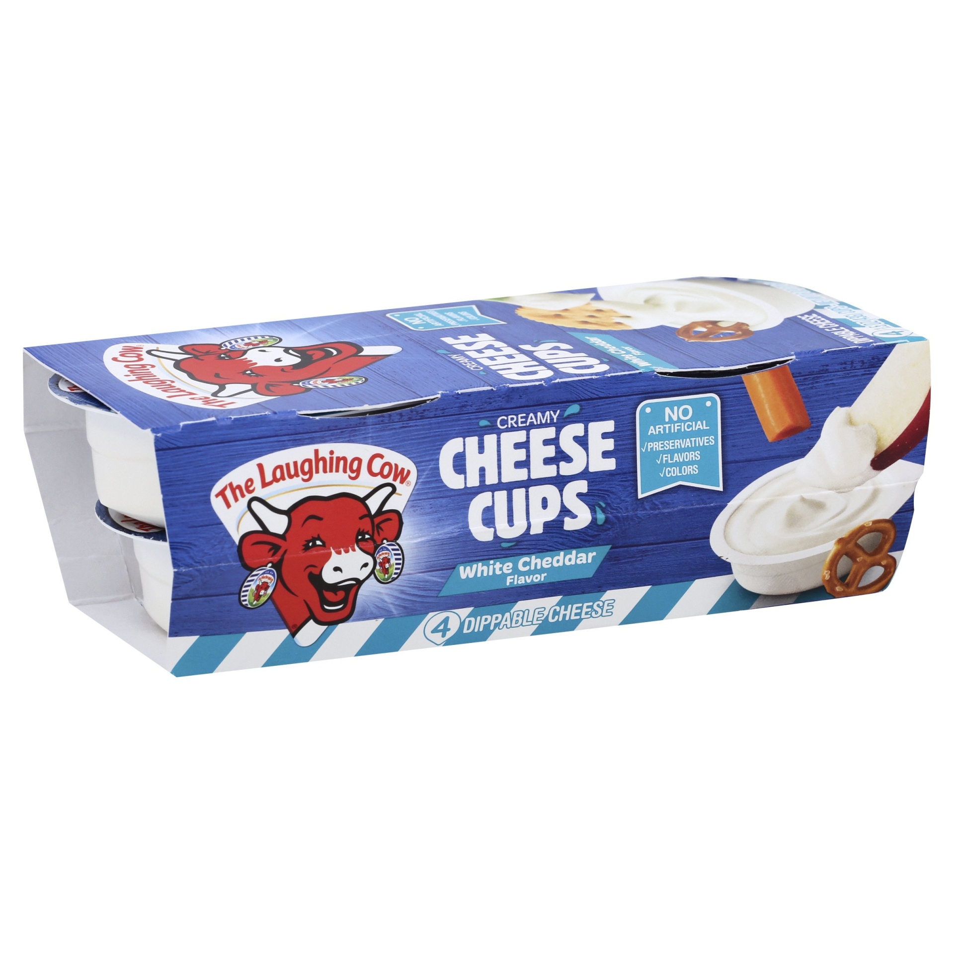 slide 1 of 8, The Laughing Cow The Laughing Cow White Cheddar Creamy Cheese Cups 4-1.5 Oz. Cups, 6 oz