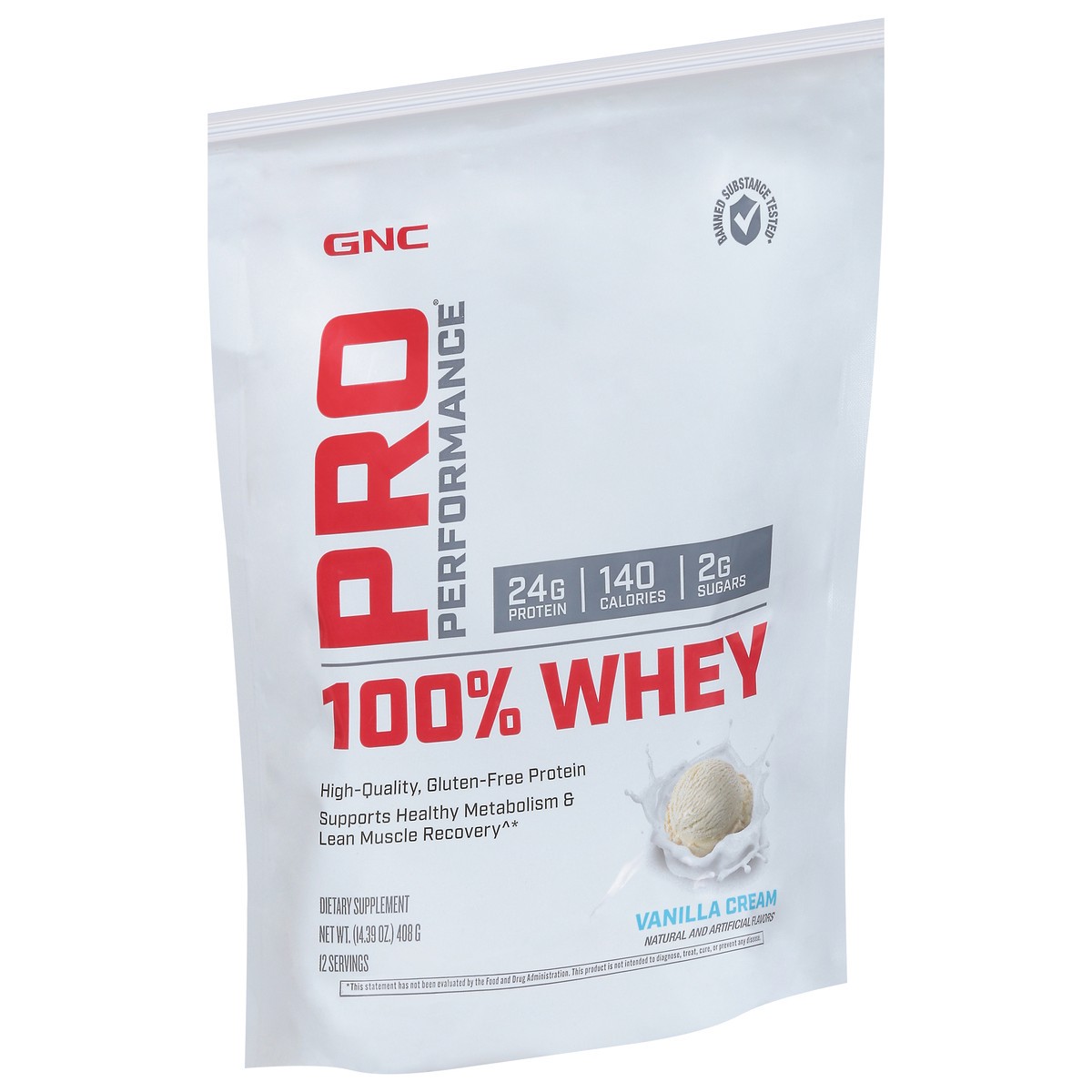 slide 2 of 9, GNC Pro Performance Vanilla Cream 100% Whey 14.39 oz, 14.39 oz