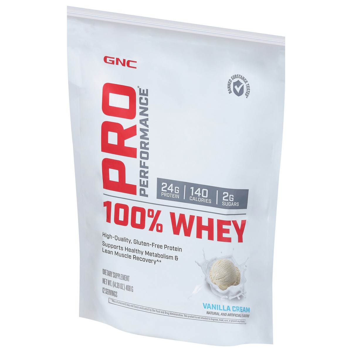 slide 3 of 9, GNC Pro Performance Vanilla Cream 100% Whey 14.39 oz, 14.39 oz