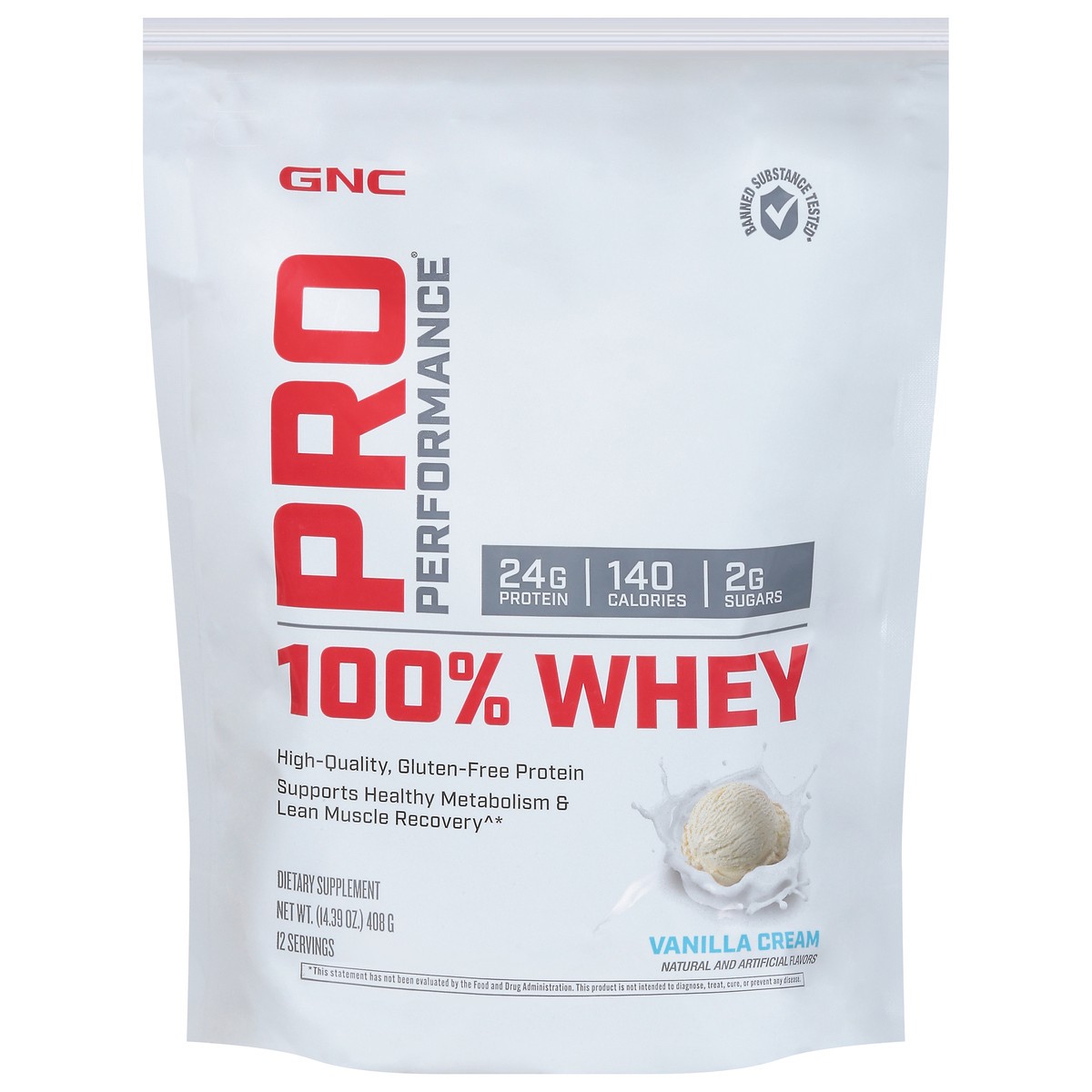 slide 1 of 9, GNC Pro Performance Vanilla Cream 100% Whey 14.39 oz, 14.39 oz