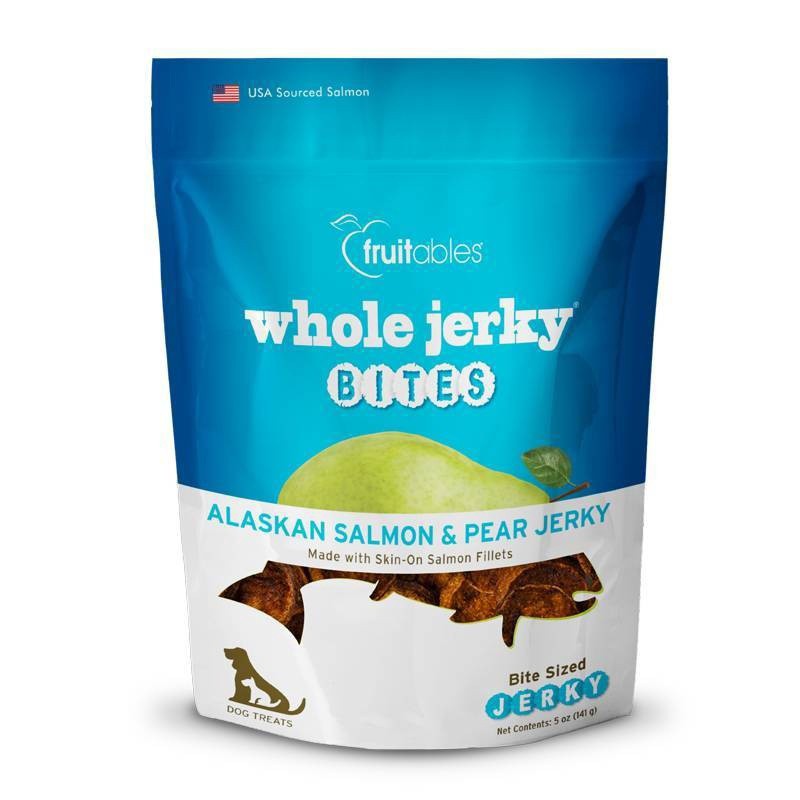 slide 1 of 3, Fruitables Whole Jerky Bites Dog Treats Alaskan Salmon, 5 oz