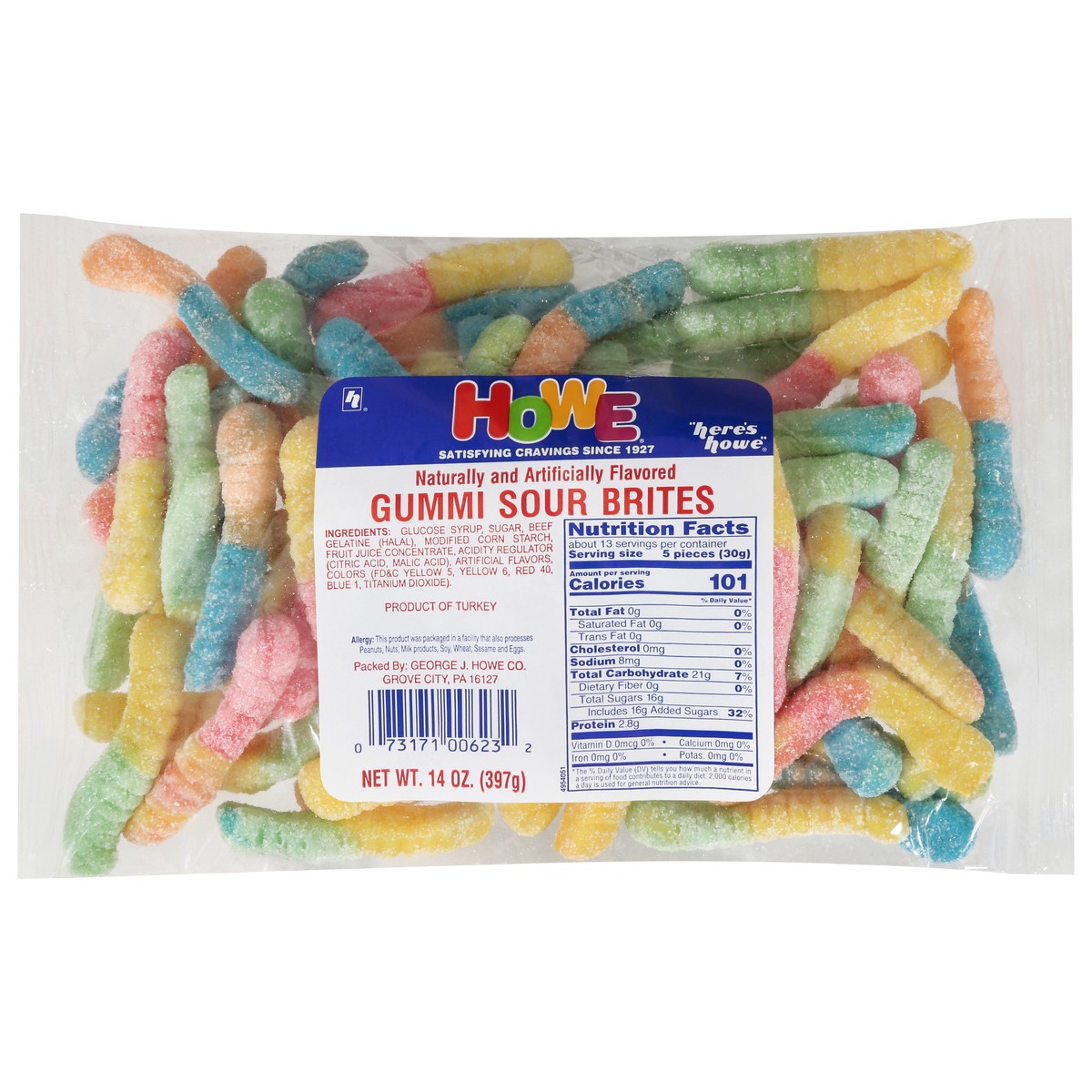 slide 1 of 5, Howe Sour Gummi Brites 14 oz, 14 oz