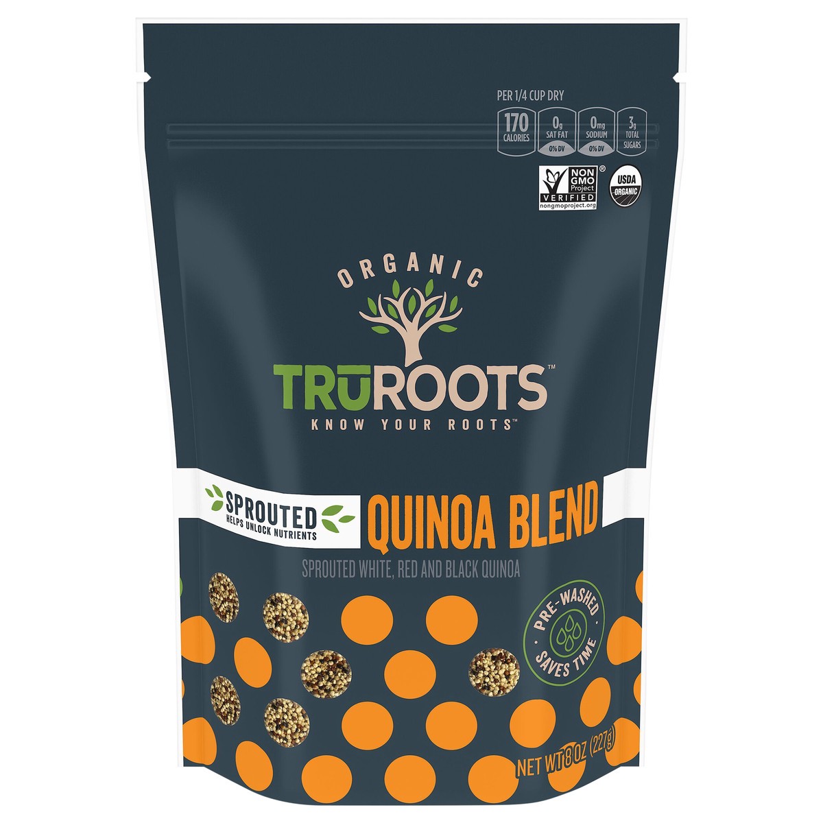 slide 1 of 7, truRoots Organic Sprouted Quinoa Blend, 8 Ounces, Certified USDA Organic, Non-GMO Project Verified, 8 oz