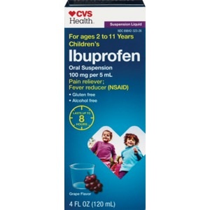 slide 1 of 1, CVS Health Children's Ibuprofen Oral Suspension Grape Flavor, 4 Oz, 4 fl oz; 120 ml
