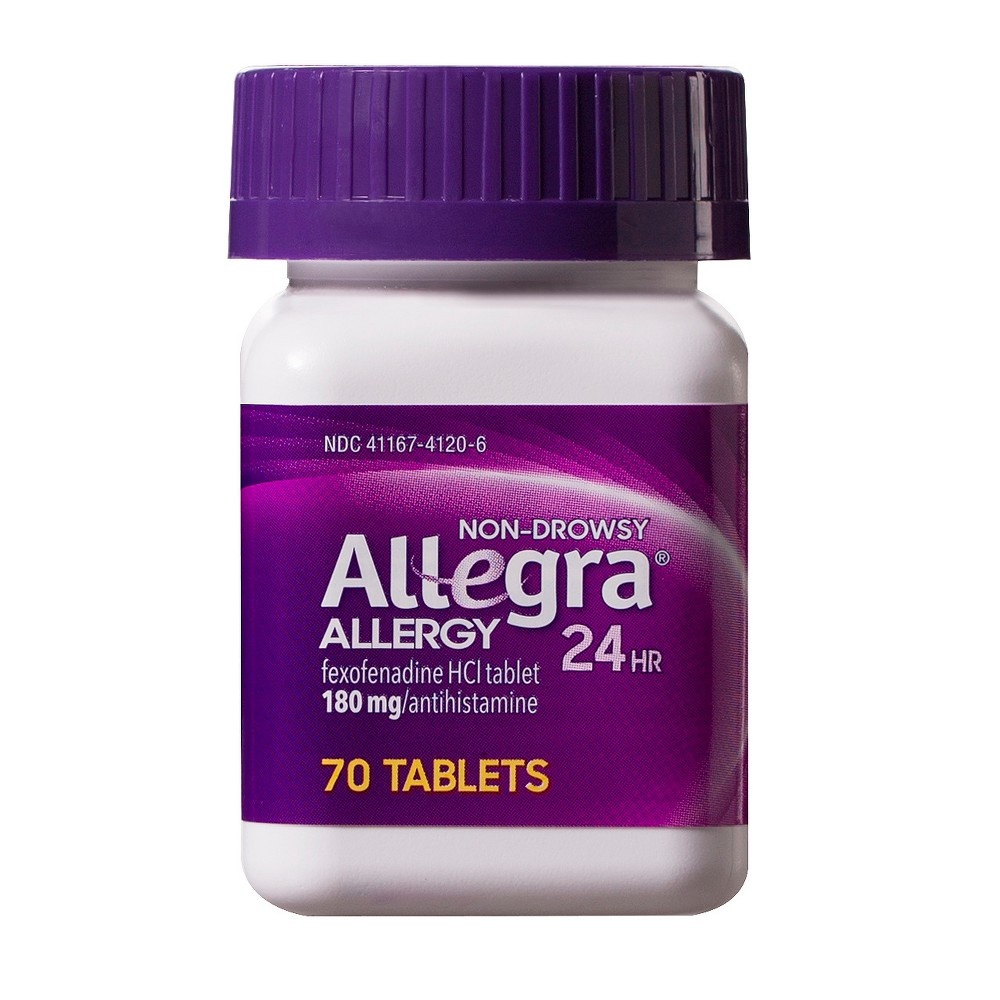 slide 2 of 4, Allegra 24 Hour Non-Drowsy Indoor/Outdoor Allergy Relief Tablets, 70 ct