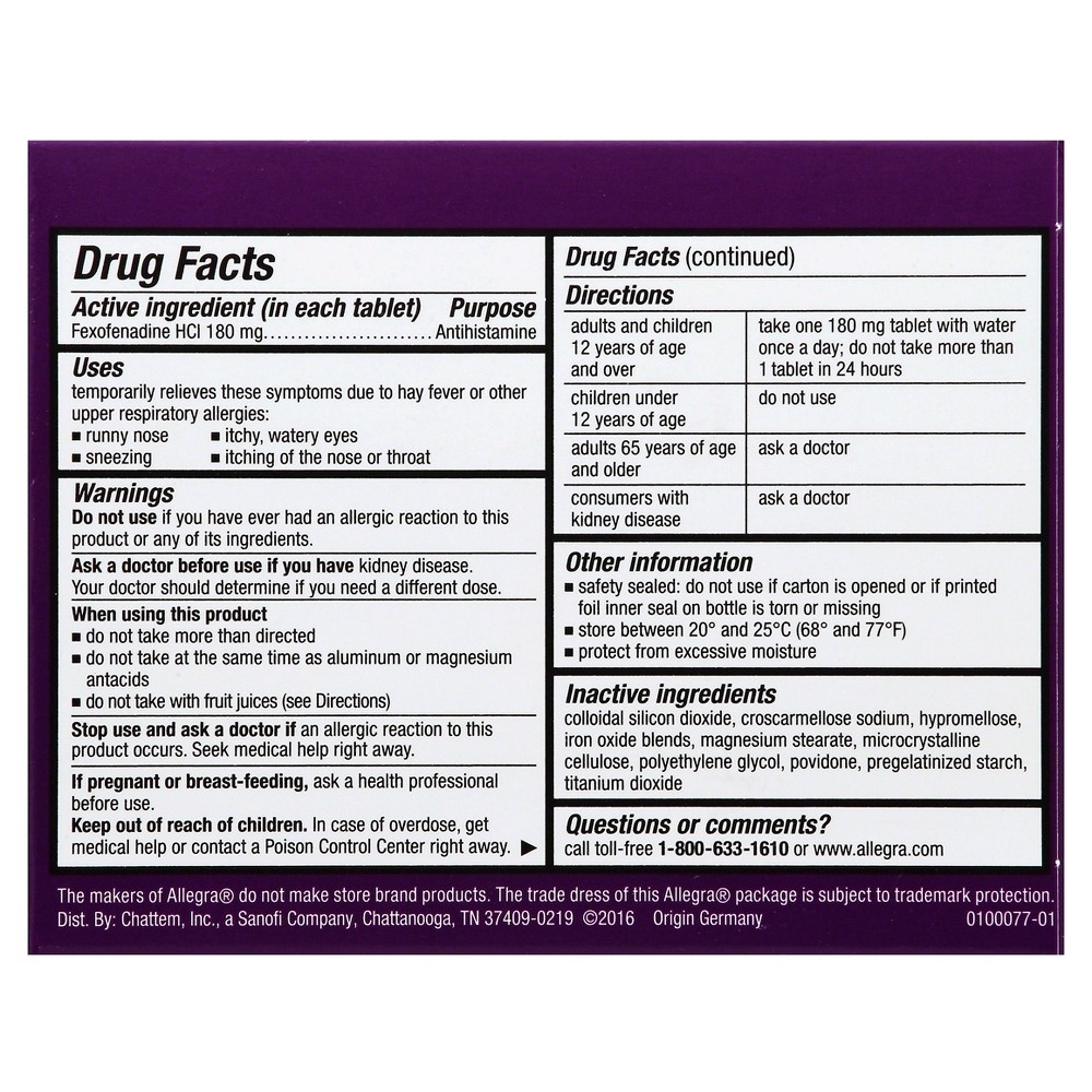 slide 3 of 4, Allegra 24 Hour Non-Drowsy Indoor/Outdoor Allergy Relief Tablets, 70 ct