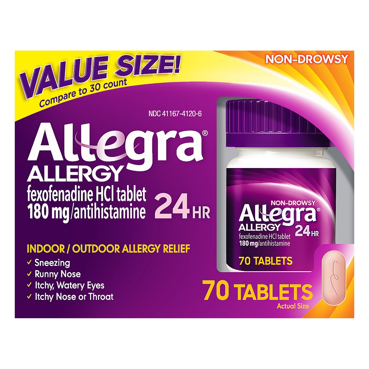 slide 1 of 1, Allegra 24 Hour Allergy Relief Tablets - Fexofenadine Hydrochloride - 70ct, 70 ct