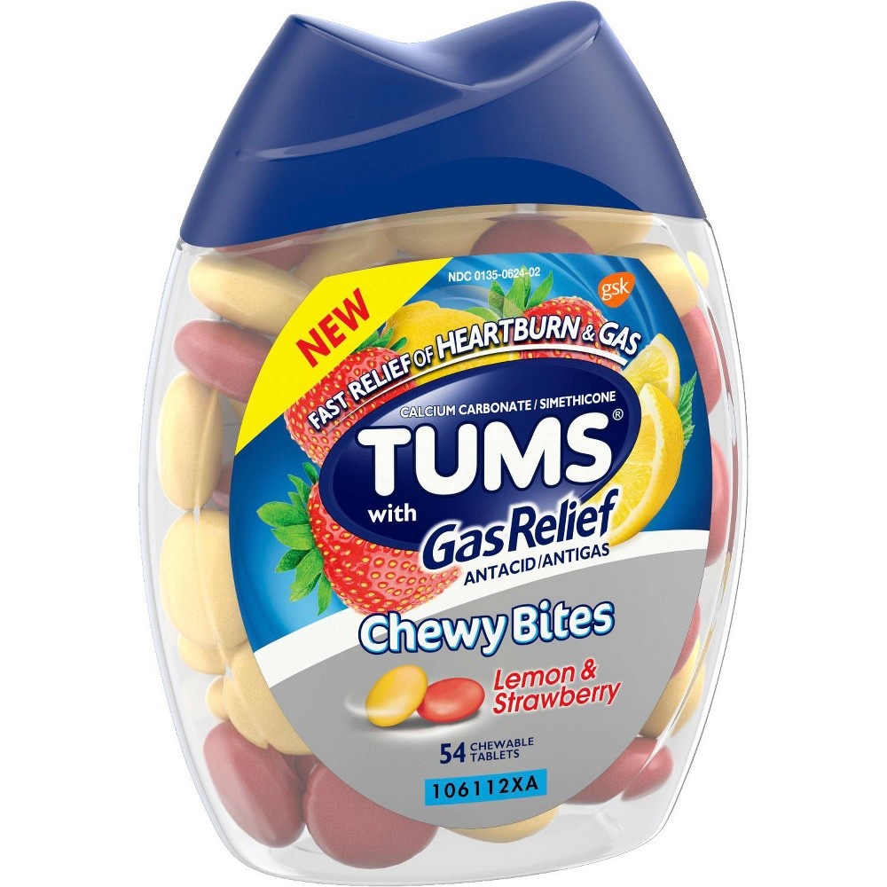 Tums Chewy Bites Antacid with Gas Relief, Lemon & Strawberry 54 ct Shipt