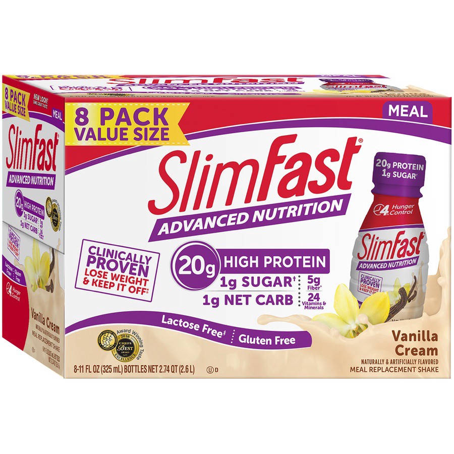 slide 5 of 9, SlimFast High Protein Vanilla Cream Meal Replacement Shake 8 - 11 fl oz Bottles, 8 ct