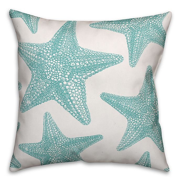 slide 1 of 1, Designs Direct Starfish Indoor/Outdoor Square Throw Pillow - Teal, 1 ct